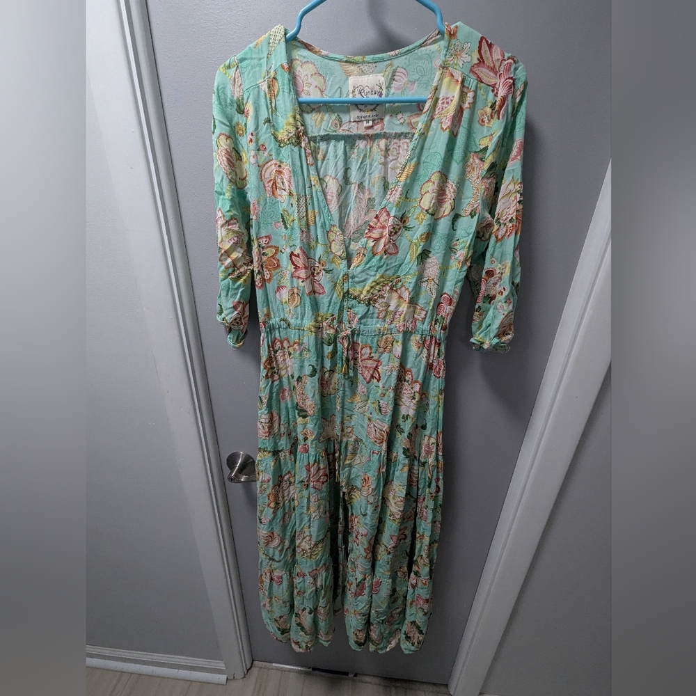 Elegant Floral Maxi Dress in Aqua